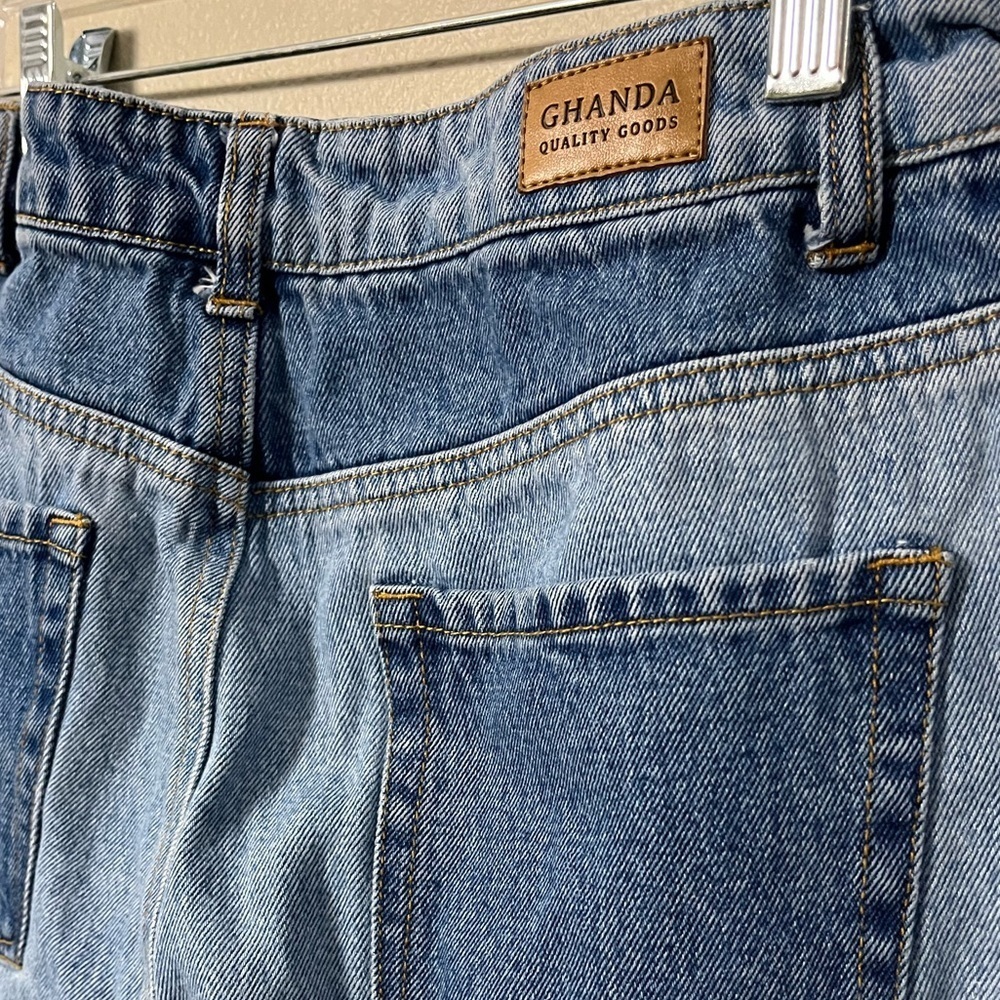 Wide leg patchwork high waisted denim jeans Ghanda Australia - Picture 4 of 7